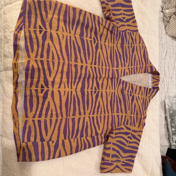 Brooke Wright Purple and Gold Zebra Print Women's Kimono Top one size - Picture 3 of 6